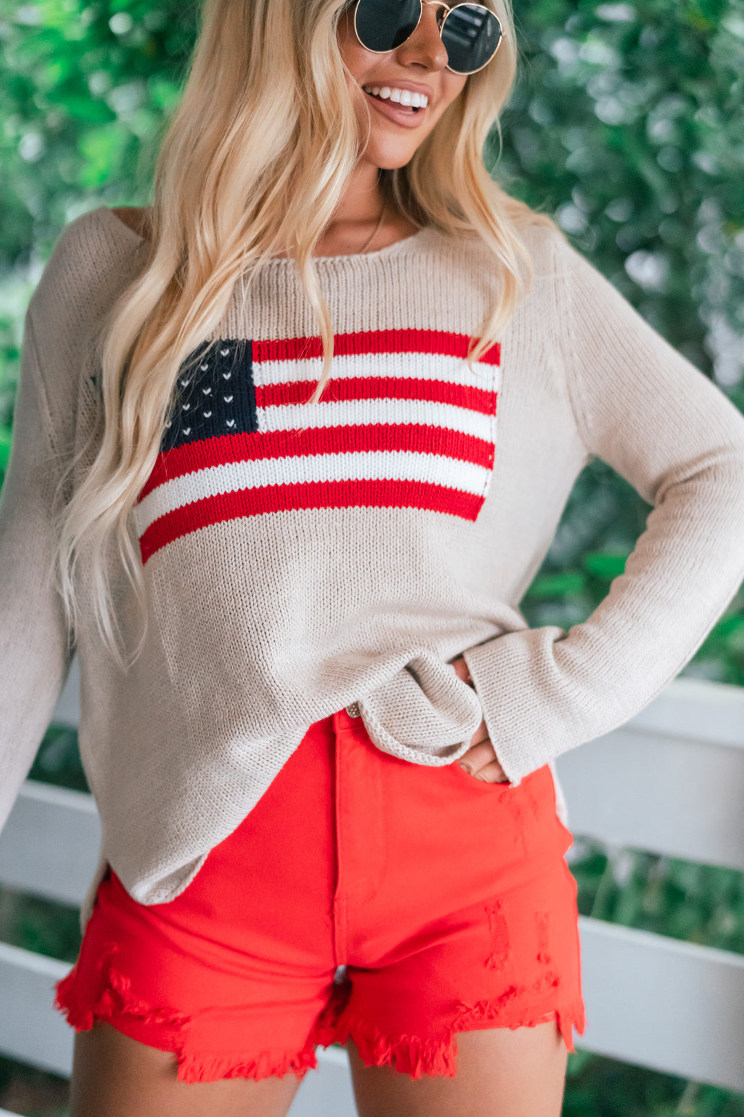 Kennedy Flag Sweater (Beige) FINAL SALE