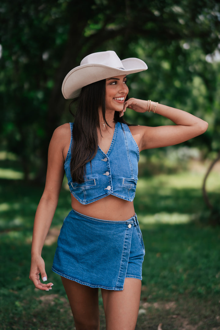 Cowboy Denim Vest (Dark Blue)