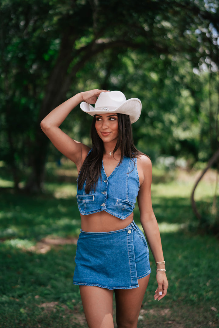 Cowboy Denim Vest (Dark Blue)