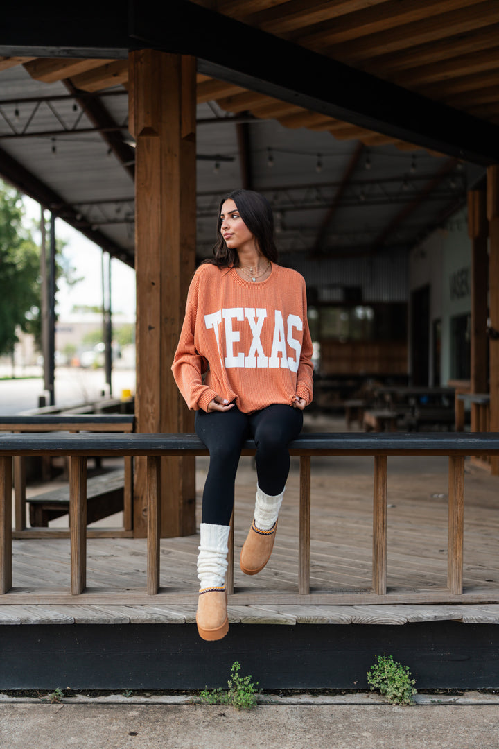 Ribbed Texas Crewneck (Rust)