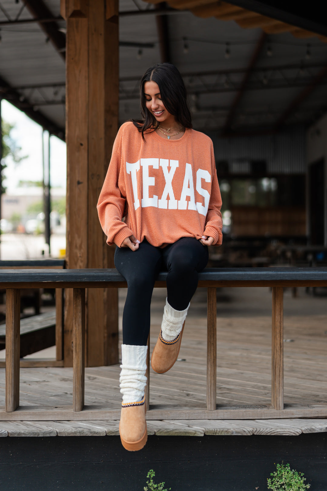 Ribbed Texas Crewneck (Rust)