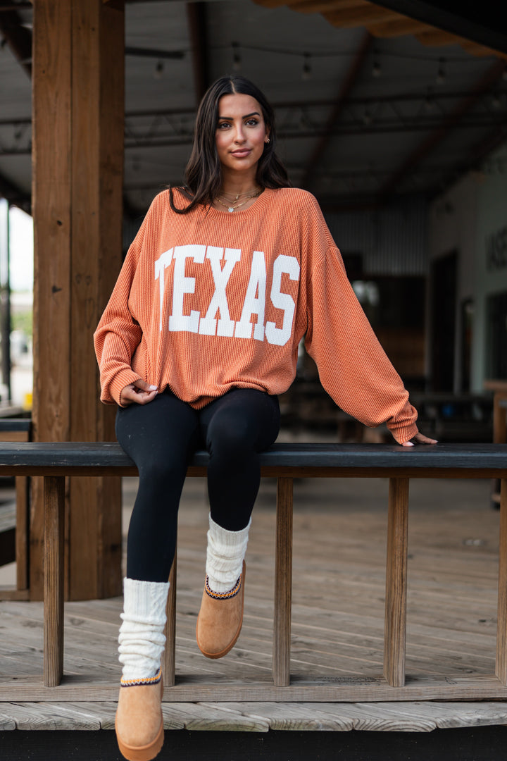 Ribbed Texas Crewneck (Rust)