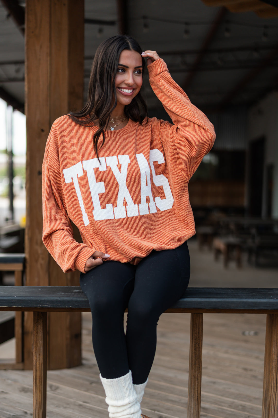 Ribbed Texas Crewneck (Rust)