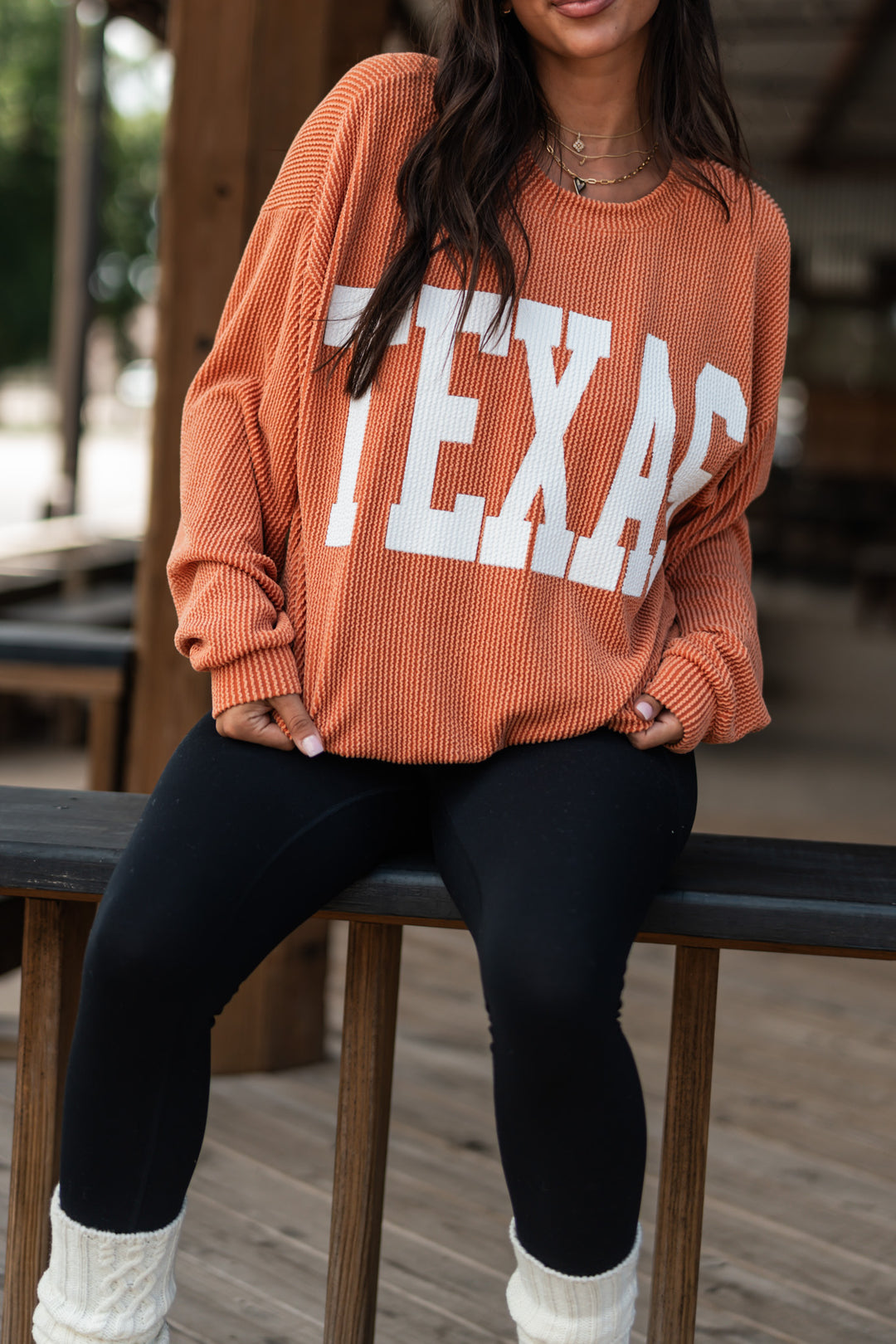 Ribbed Texas Crewneck (Rust)