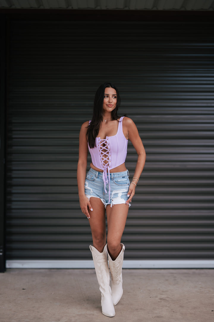 Couture Lace Up Corset Top (Lilac)