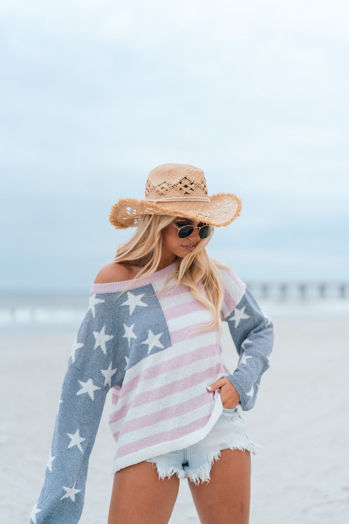 Liberty Relaxed Flag Sweater (Blush)