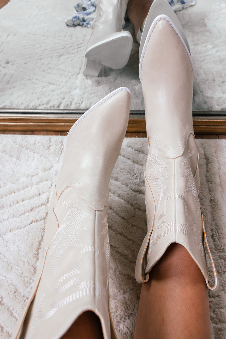 Out West Cowboy Booties (Beige)