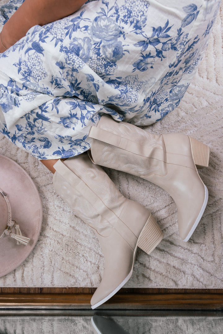 Out West Cowboy Booties (Beige)