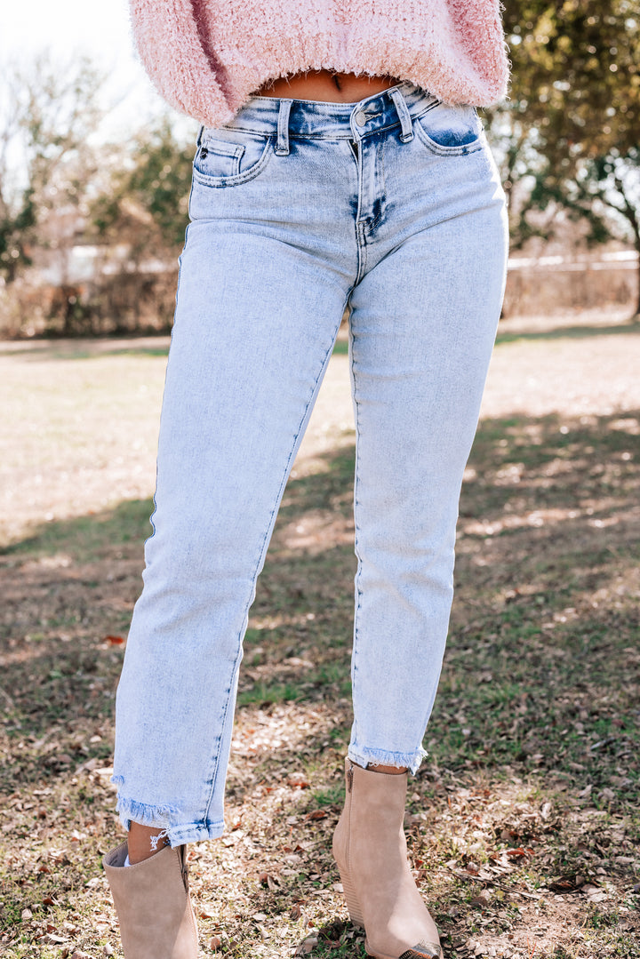 Emilia Mid Rise Straight Jeans