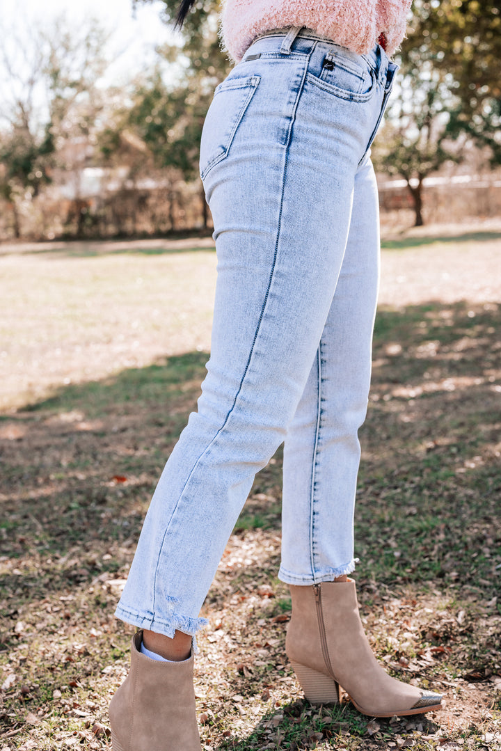 Emilia Mid Rise Straight Jeans