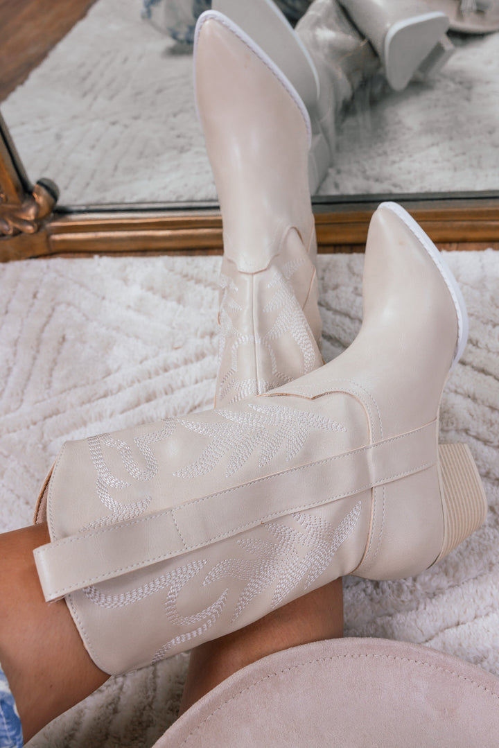 Out West Cowboy Booties (Beige)