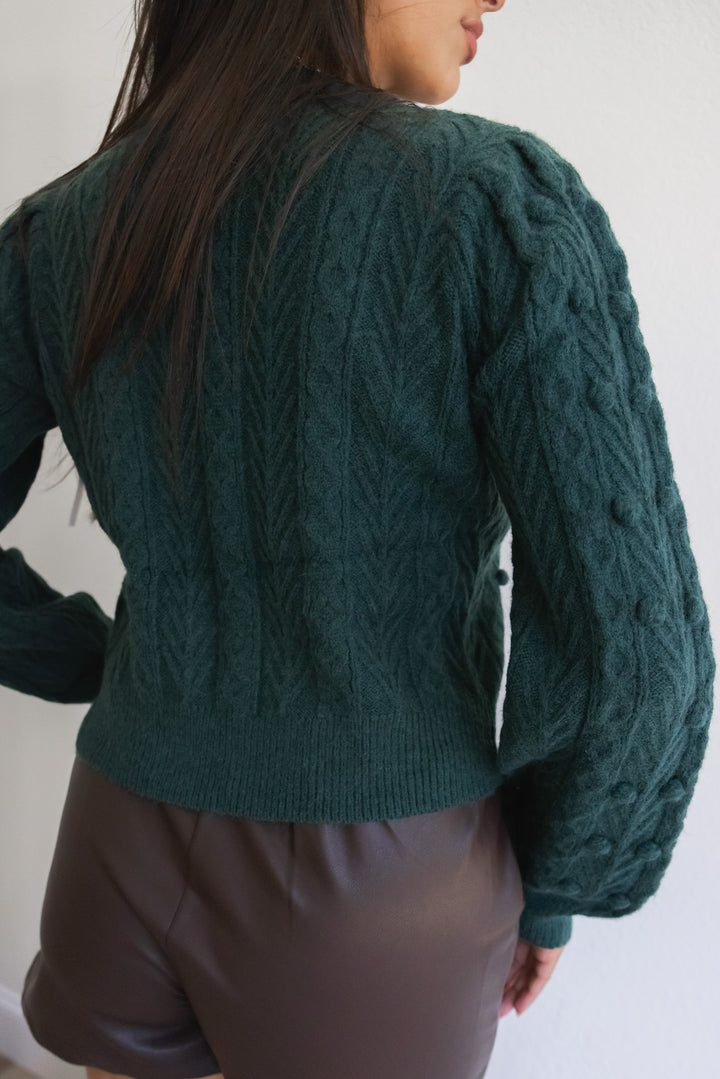 Put A Bow On It Cardigan (Hunter Green)