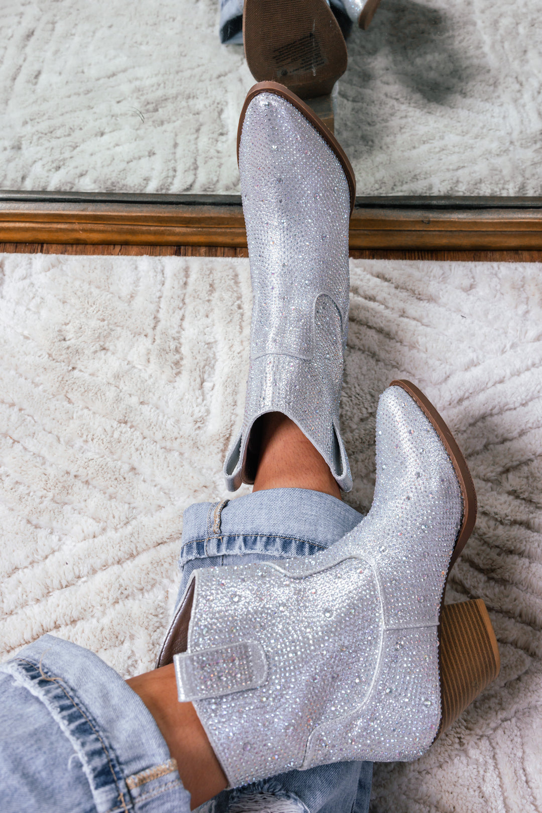 Howdy Rhinestone Booties (Silver)