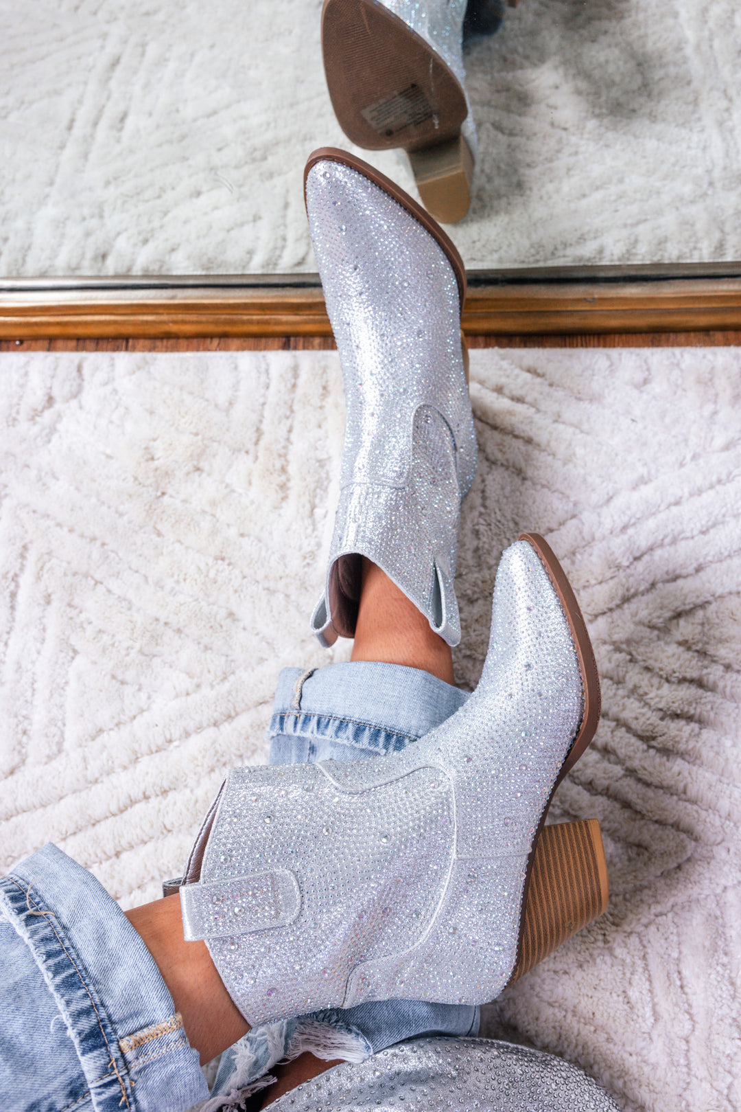 Howdy Rhinestone Booties (Silver)