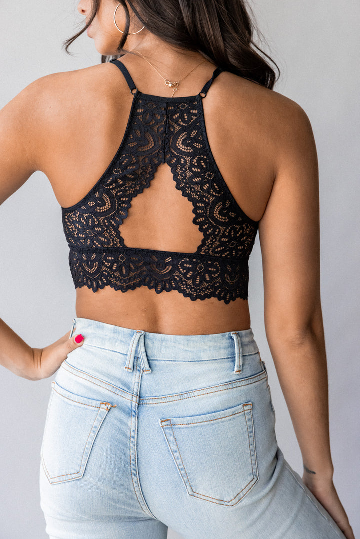 My Girl Halter Lace Bralette (Black) FINAL SALE