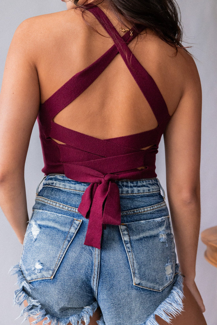 Heartbreaker Knit Crop Top (Maroon)