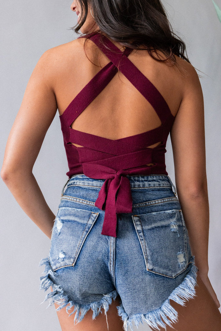 Heartbreaker Knit Crop Top (Maroon)