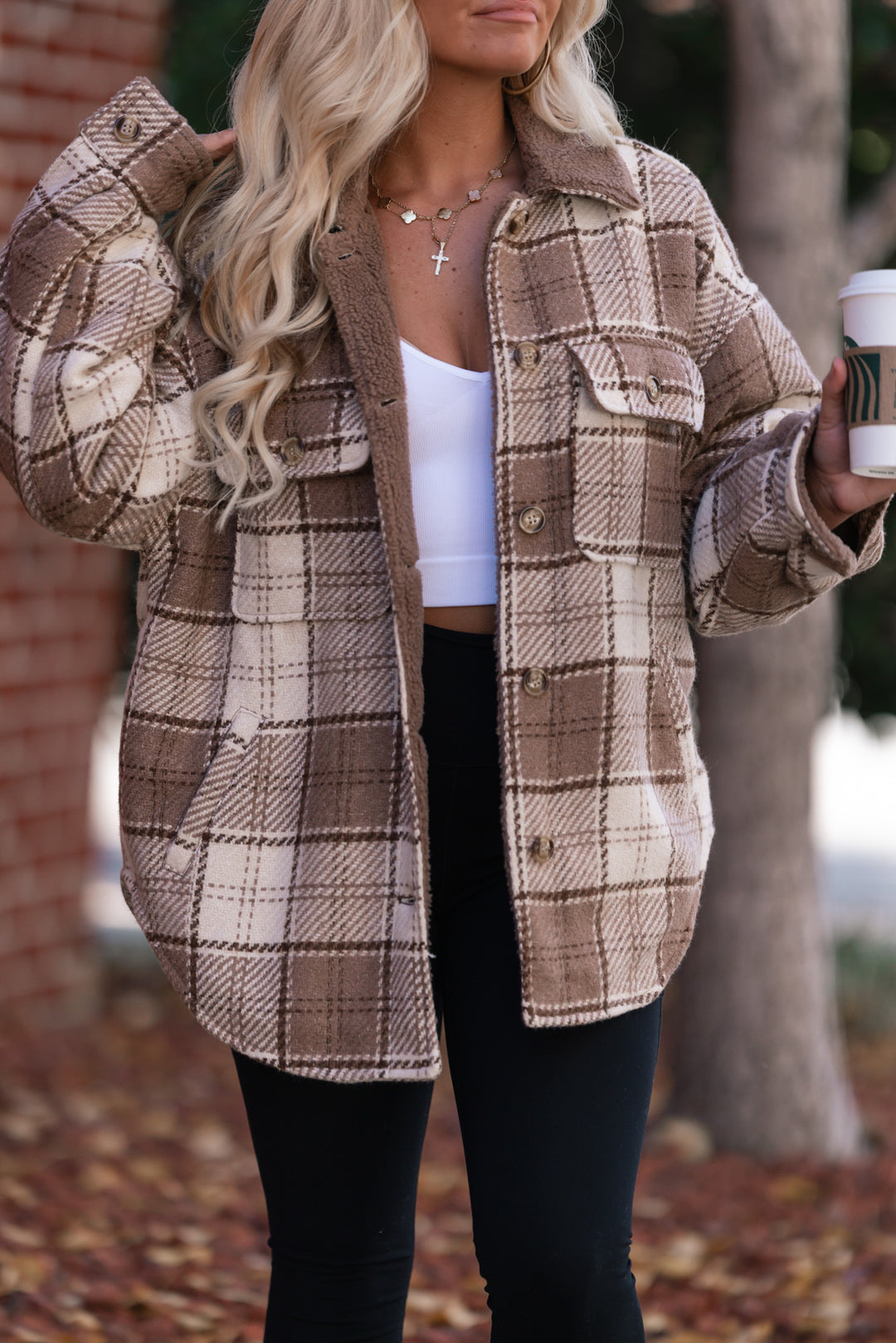 Breaking Plaid Shacket (Mocha) FINAL SALE