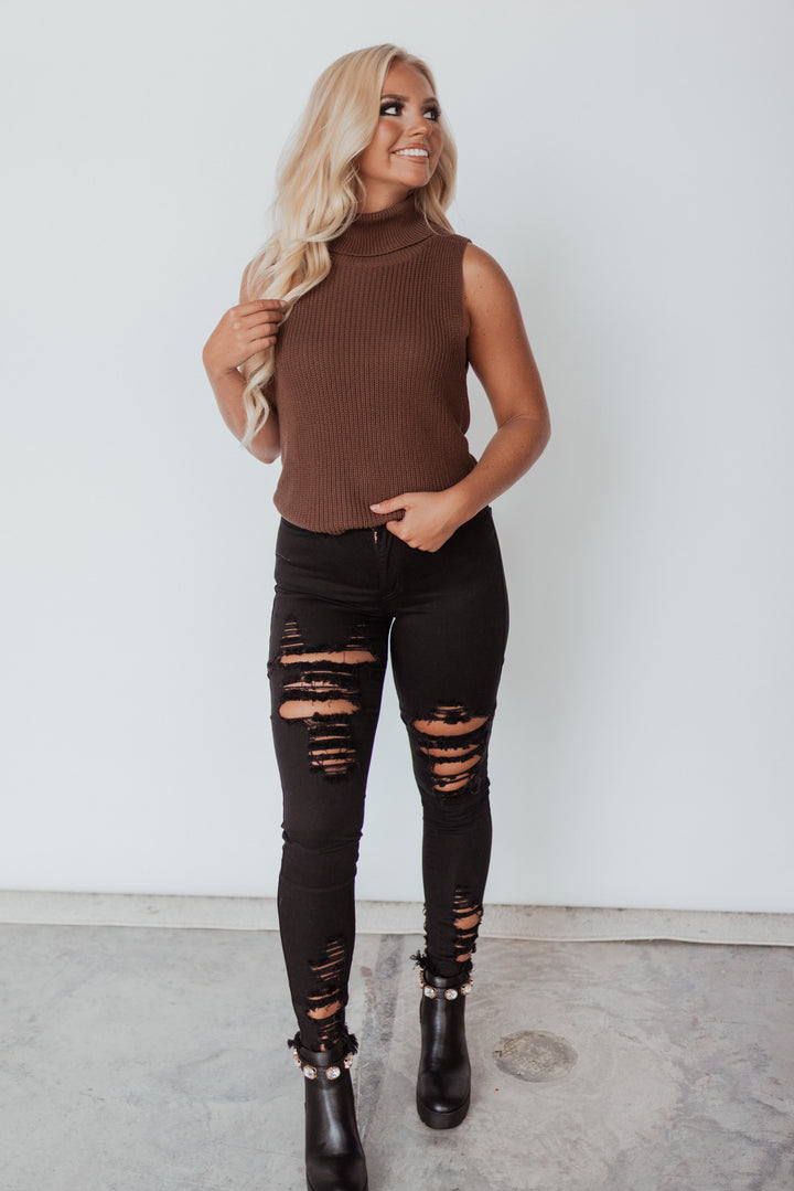 Autumn Turtleneck Top (Brown) FINAL SALE