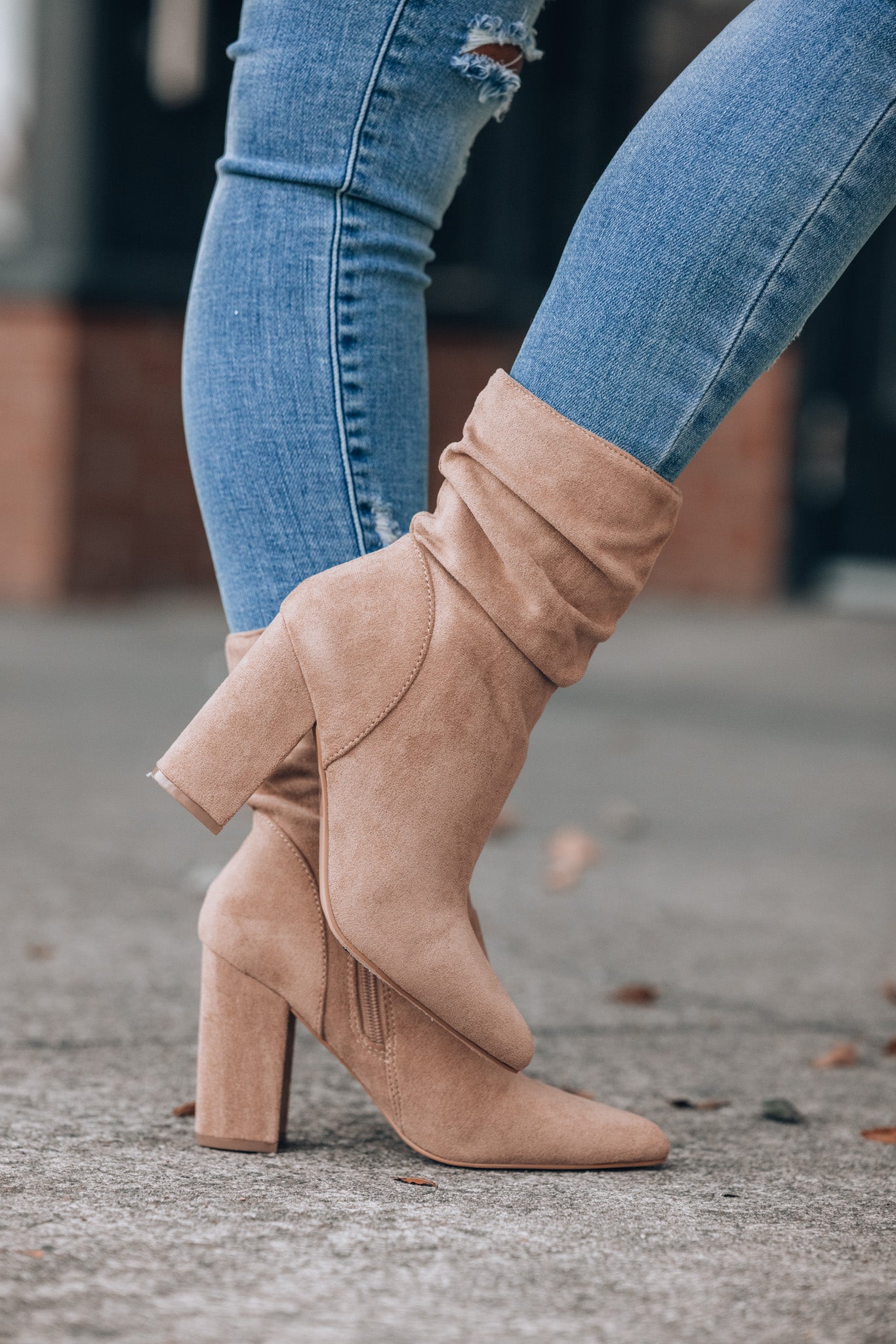 Taupe slouch boots on sale