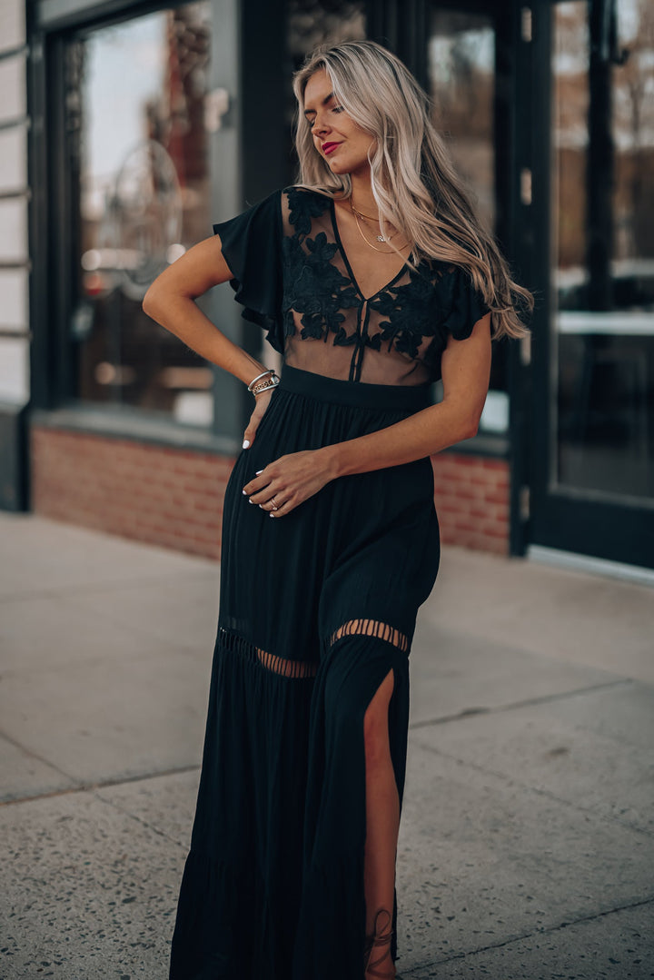 Skylar Embroidered Maxi Dress (Black) FINAL SALE