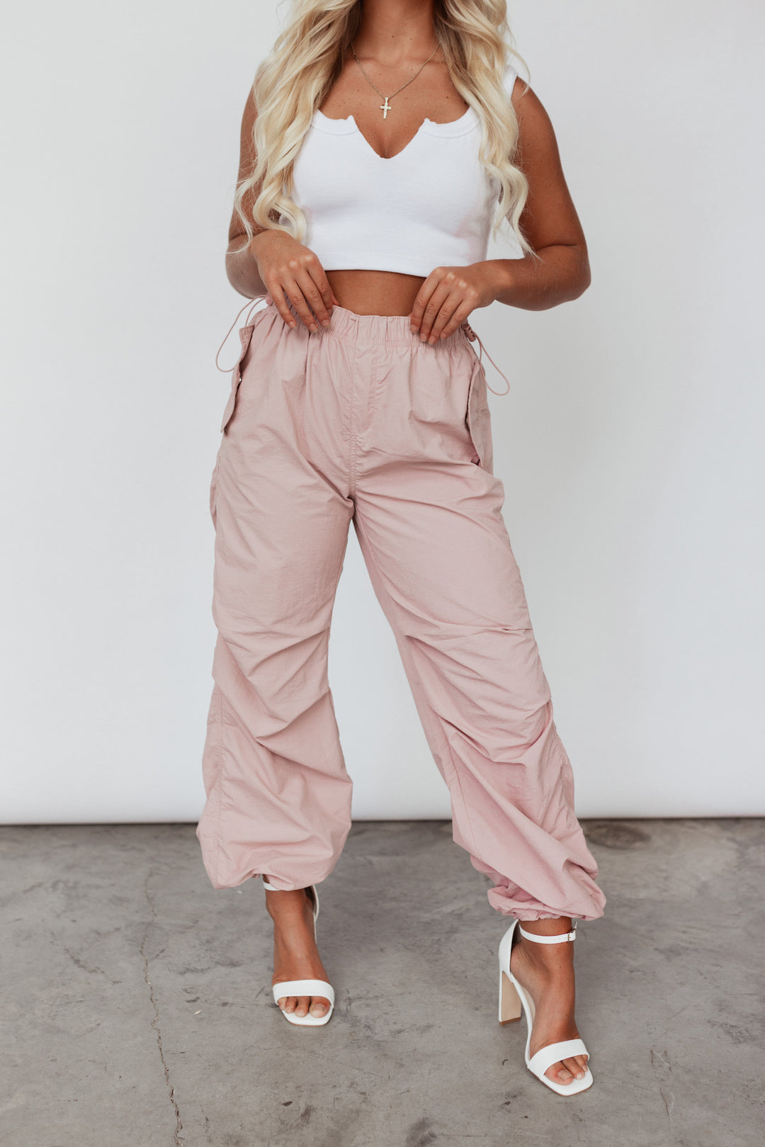 Essentials Parachute Pants (Pink) FINAL SALE