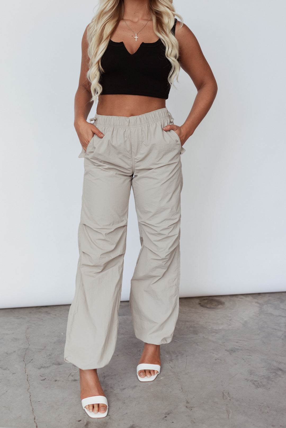 Essentials Parachute Pants (Stone) FINAL SALE