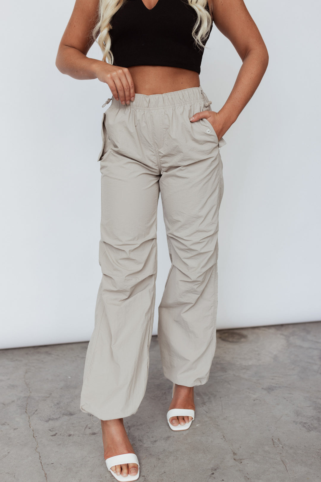 Essentials Parachute Pants (Stone) FINAL SALE