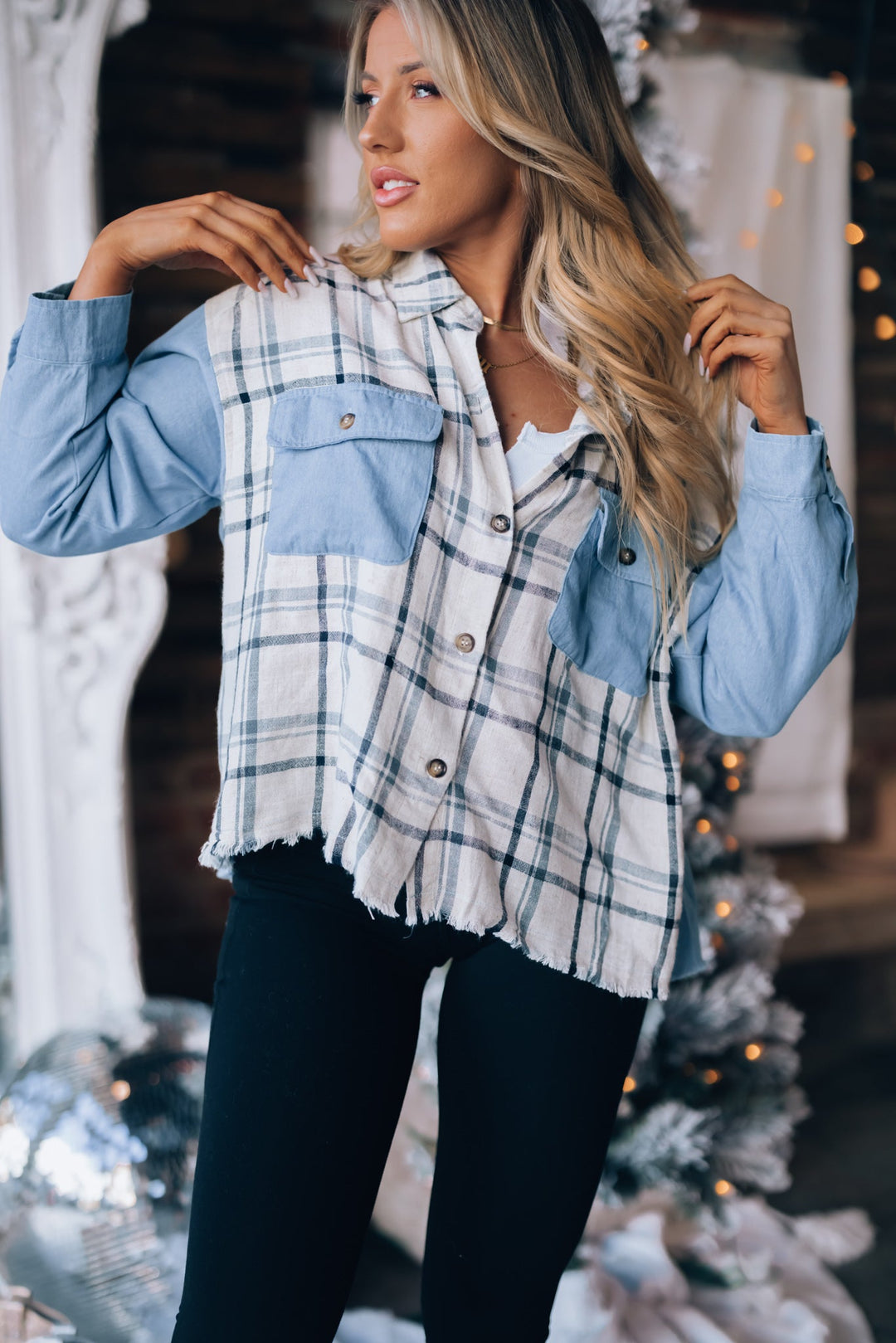 Chill Out Plaid Denim Button Up FINAL SALE