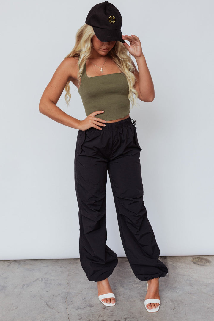 Heartbreaker Knit Crop Top (Olive)