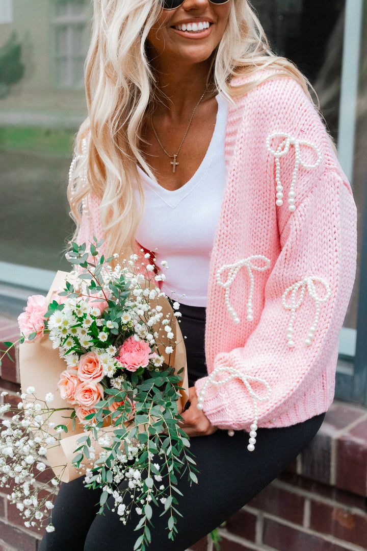 So Sweet Pearl Bow Cardigan