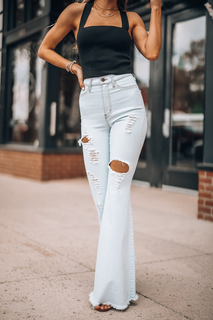 Rodeo Distressed Bell Bottoms (Light Wash)