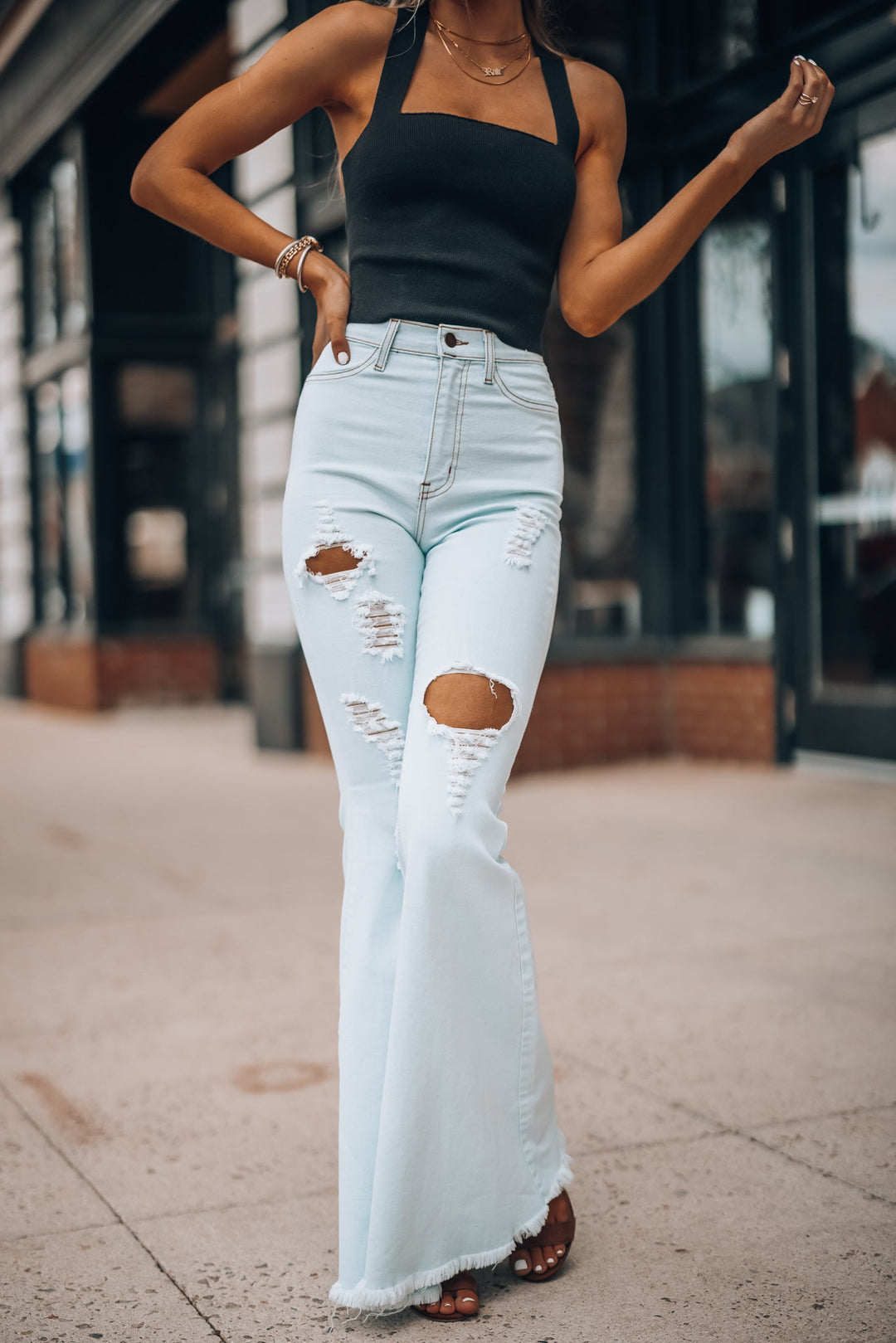 Rodeo Distressed Bell Bottoms (Light Wash)