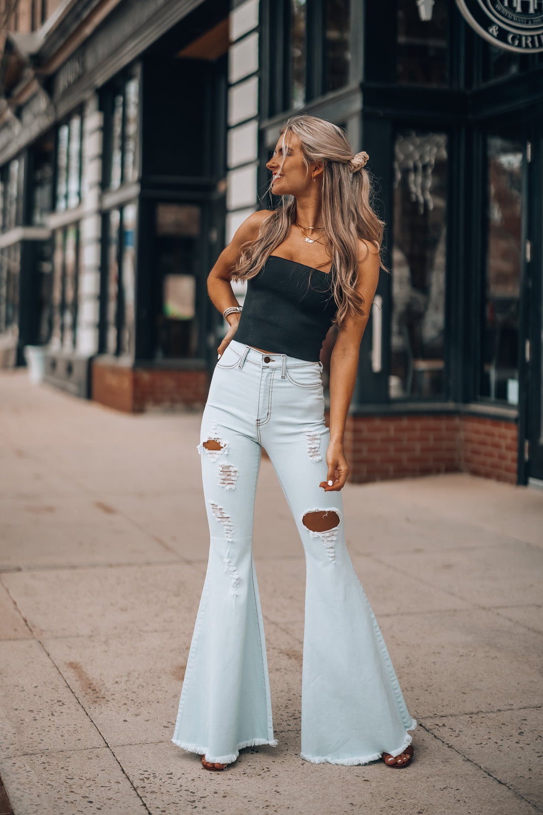 Rodeo Distressed Bell Bottoms (Light Wash)