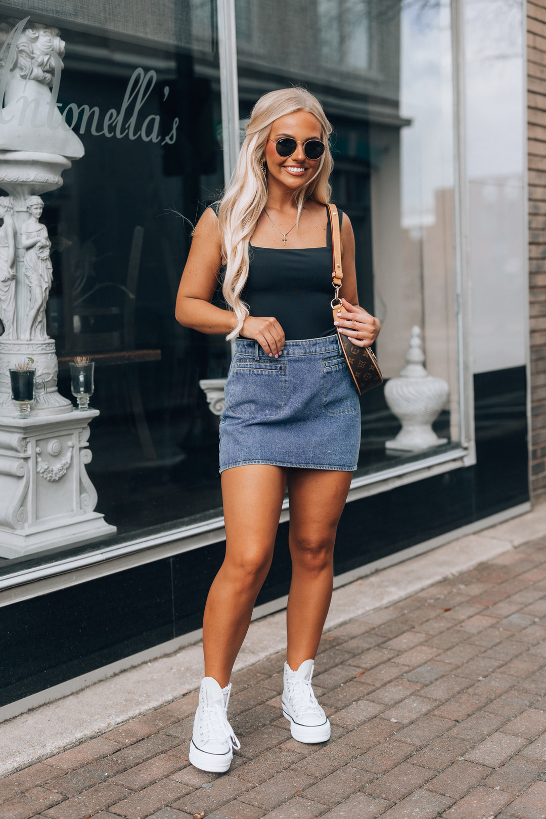 High Waist Denim Mini Skirt