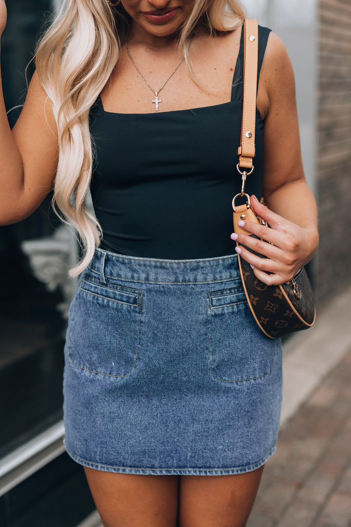 High Waist Denim Mini Skirt