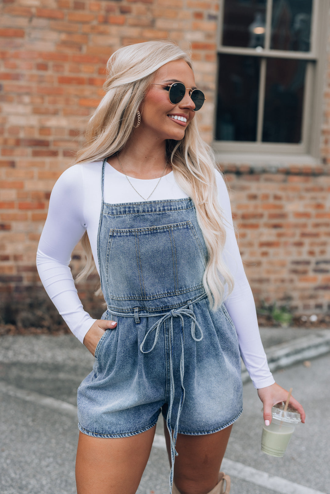 Denim Pleated Overalls