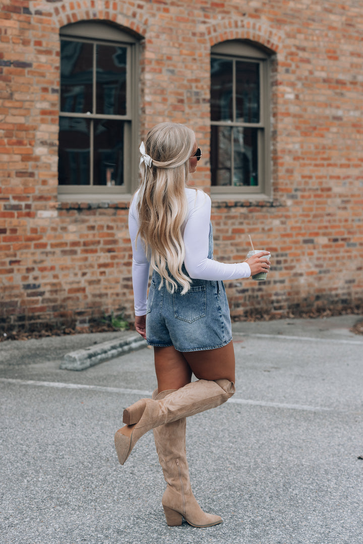 Denim Pleated Overalls