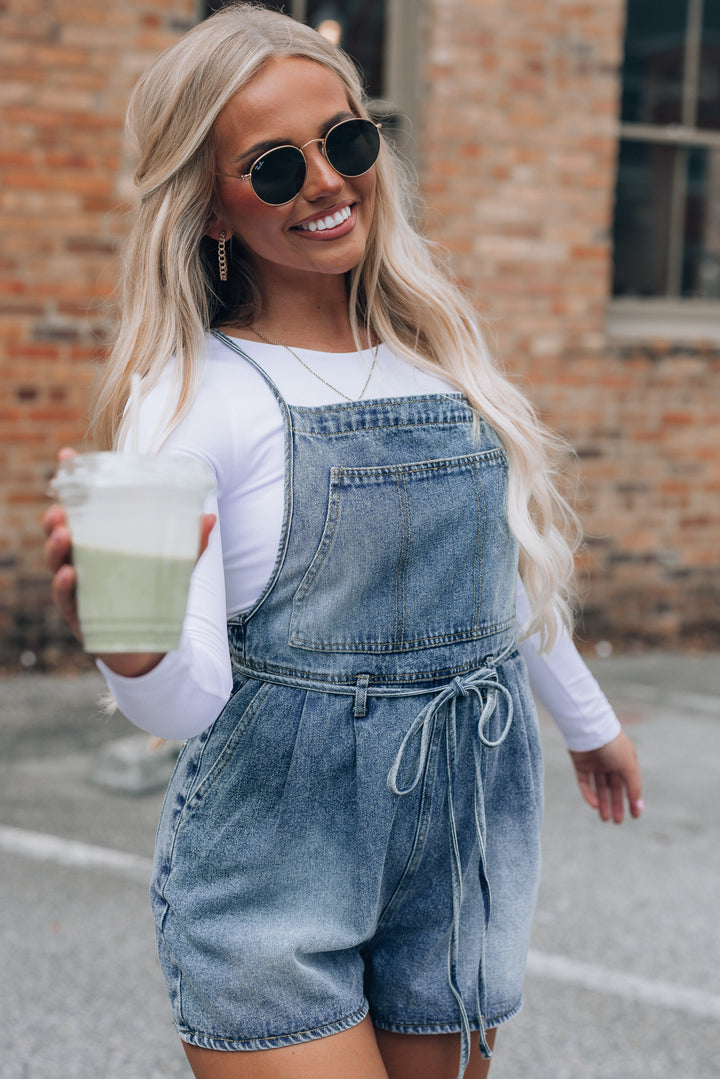 Denim Pleated Overalls