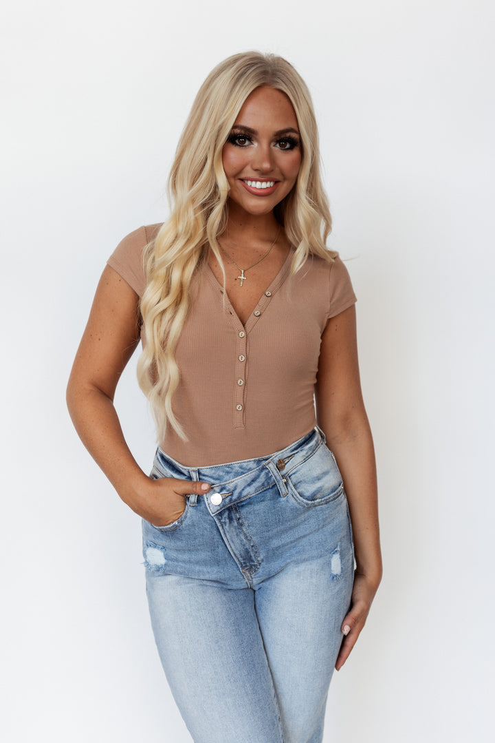 Feather Ribbed Bodysuit (Blush Nude) FINAL SALE