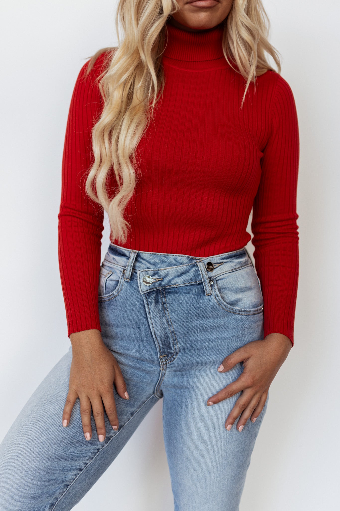 Love You More Turtleneck Bodysuit Red Southern Alternative