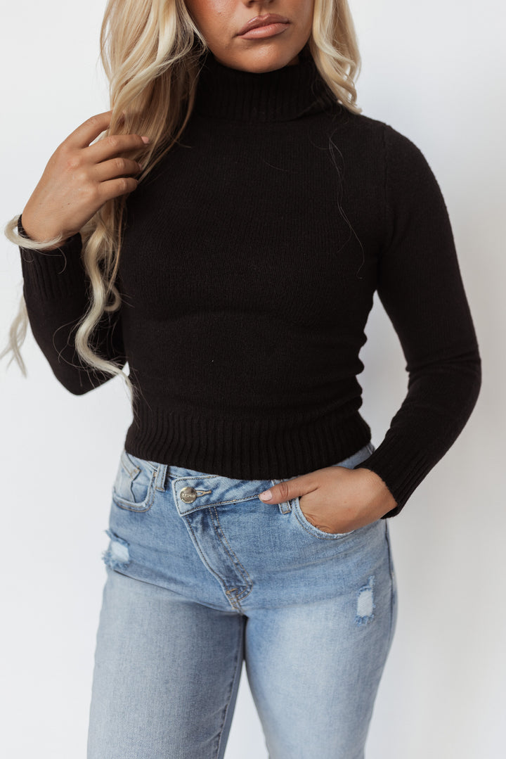 Crisp Mornings Knit Sweater Top (Black) FINAL SALE