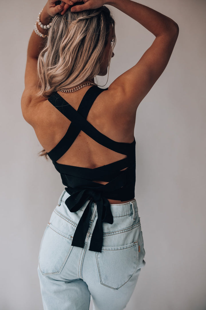 Heartbreaker Knit Crop Top (Black)