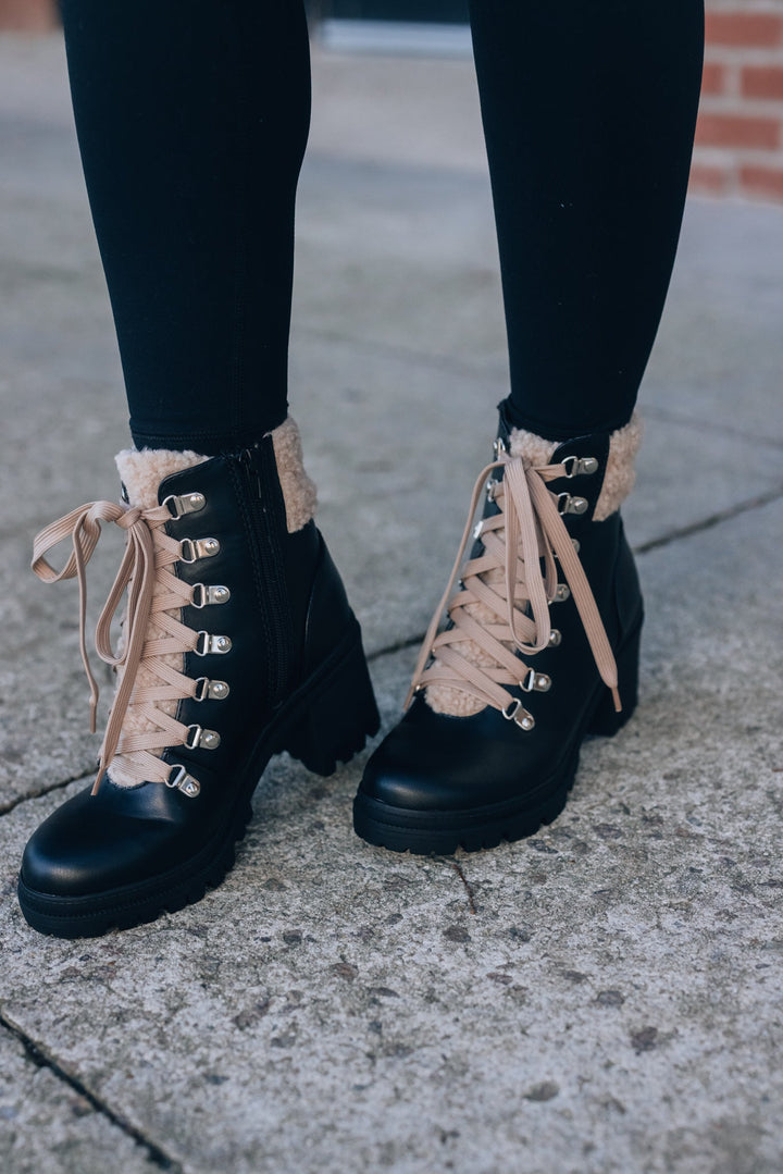 Gentry Lace Up Booties (Black) FINAL SALE