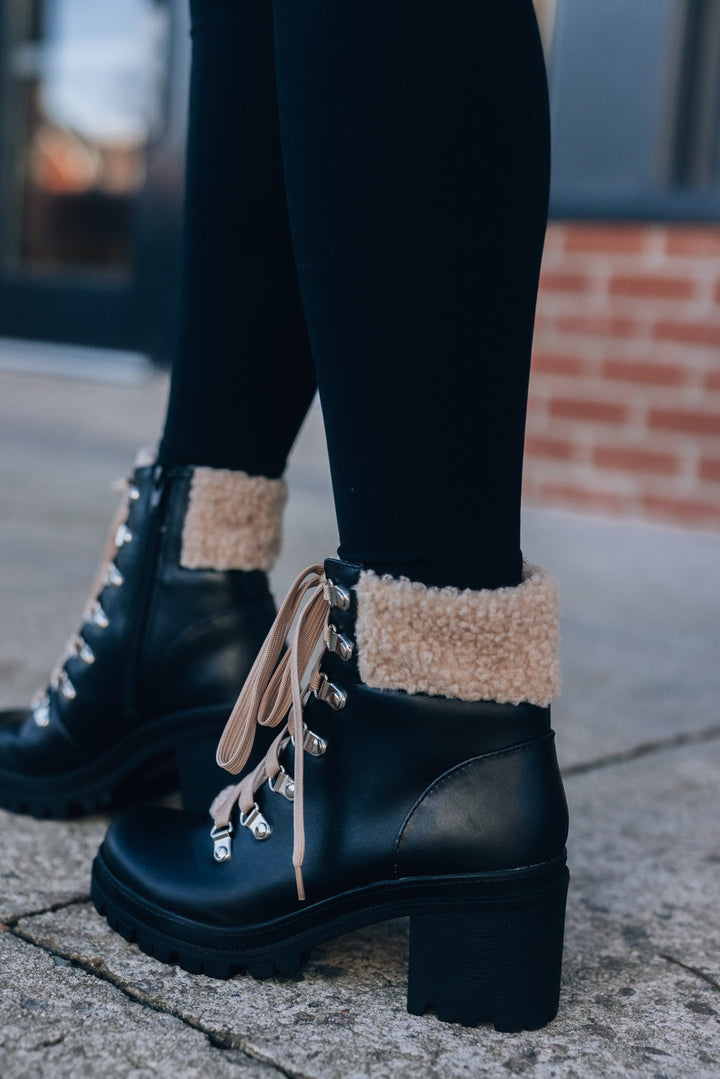 Gentry Lace Up Booties (Black) FINAL SALE