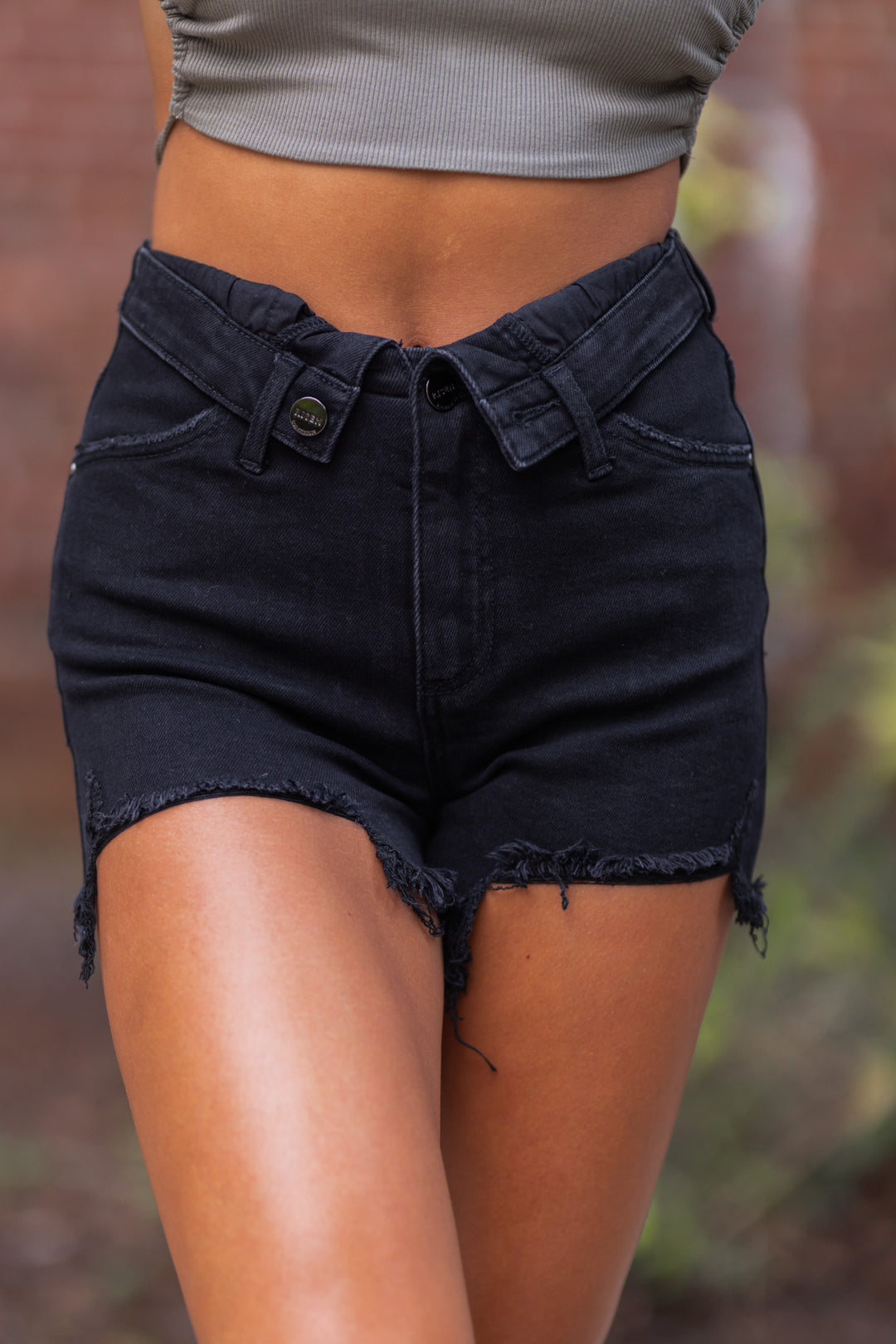 High Rise Folded Shorts (Black) FINAL SALE