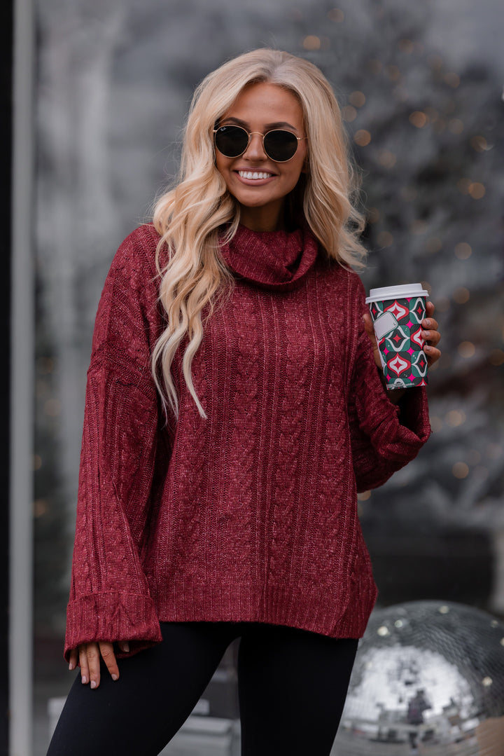 Grateful Gather Knit Sweater (Wine) FINAL SALE