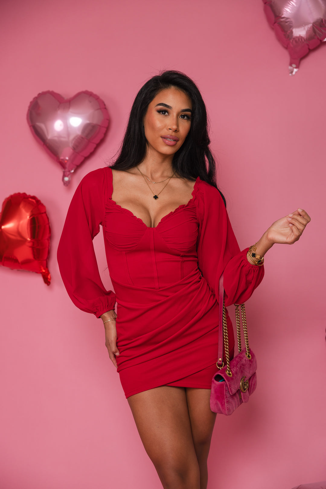 Juliet Off Shoulder Mini Dress (Red)