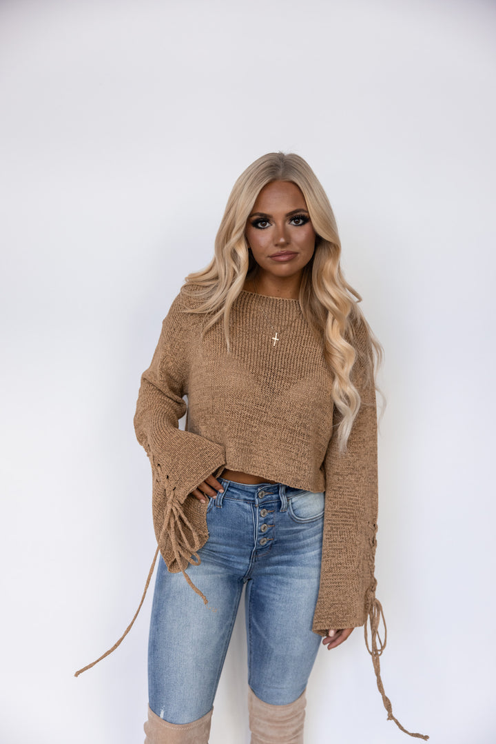 Candice Knit Bell Sleeve Top (Mocha) FINAL SALE