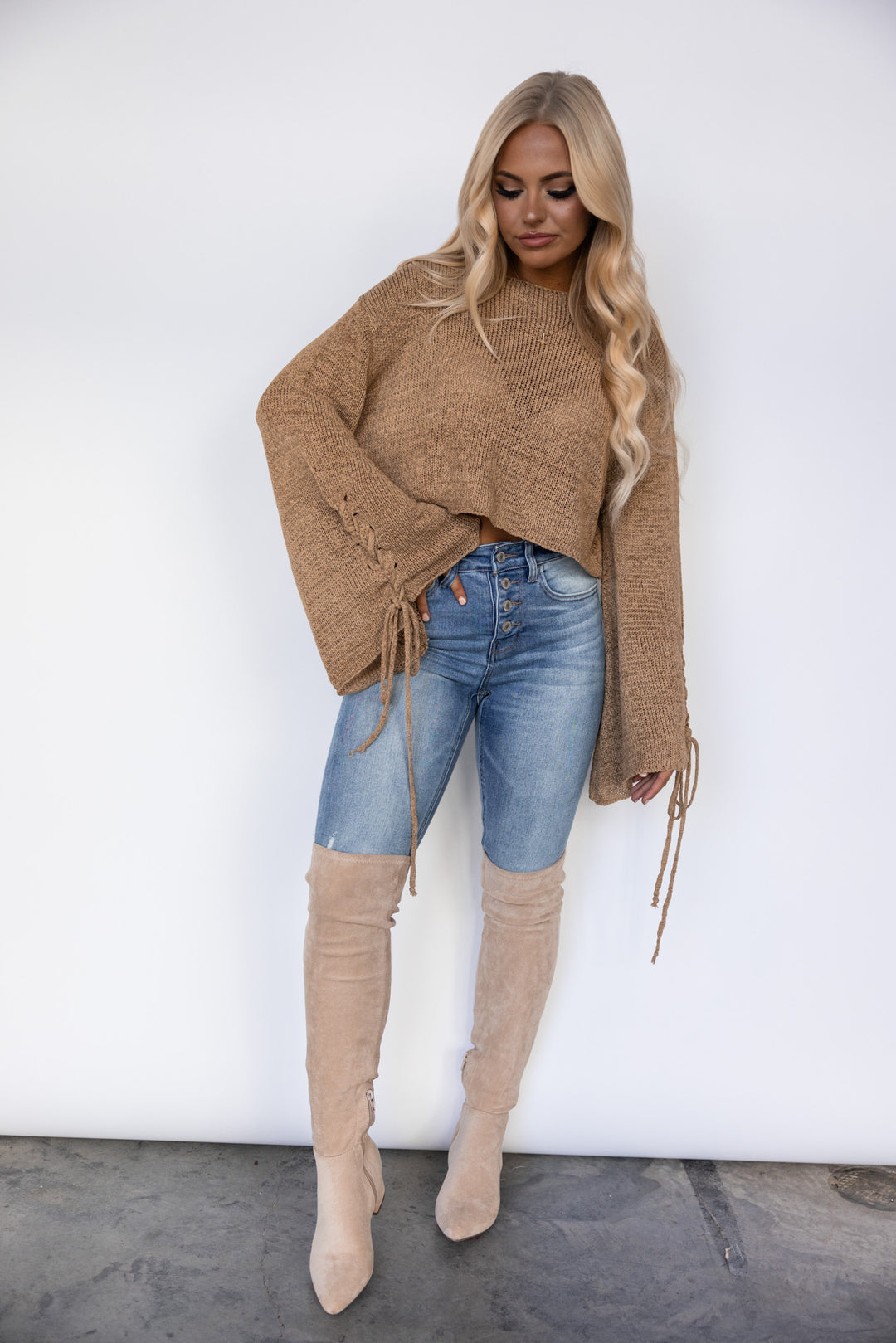 Candice Knit Bell Sleeve Top (Mocha) FINAL SALE